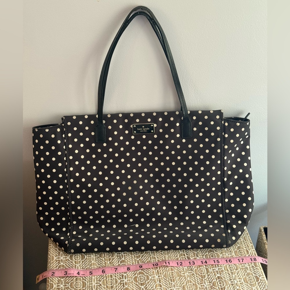 Kate Spade Black & White White Polka Dot Tote Bag